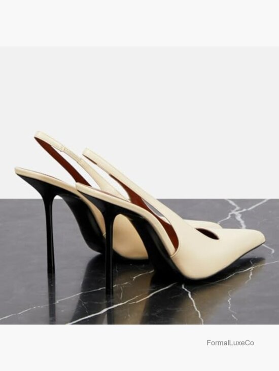 Slingback Heels for Women Patent Leather Stiletto Heel Pumps  Slingback Stiletto High Heels Pointed Toe Pumps Patent Leather Slip On Dress